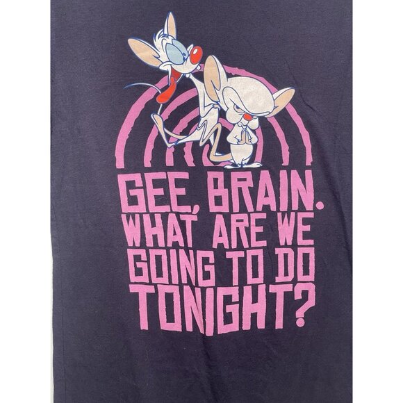 Pinky & The Brain Womens T-Shirt Navy Large Truffle Shuffle Graphic Print - Picture 2 of 7